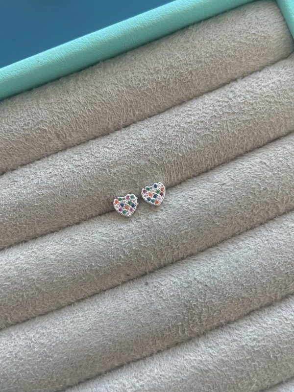 Brinco Coração Colorido Prata 925