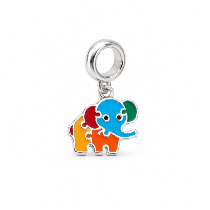 Berloque Elefante Símbolo Autismo Prata 925