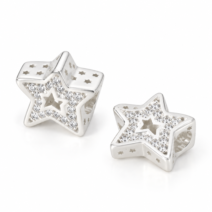 Berloque Estrela Cravejada Prata 925