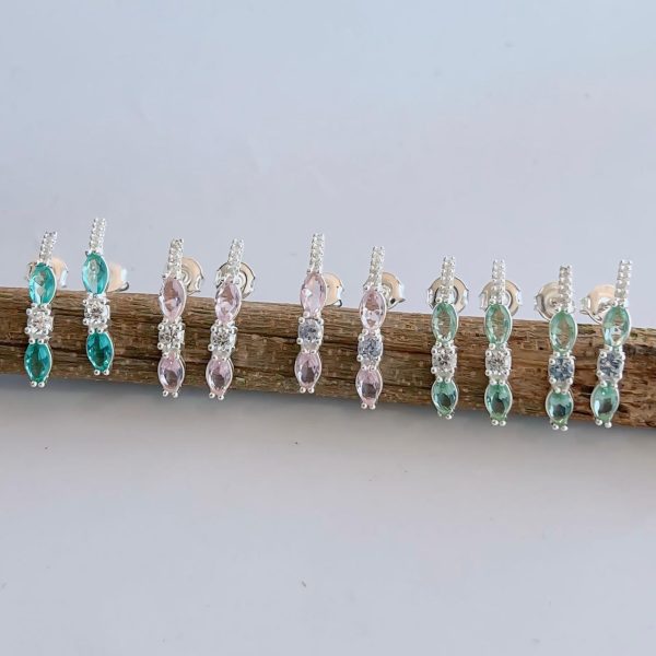 Brinco Zircônias Coloridas - Prata 925 - QUARTZO/CRISTAL