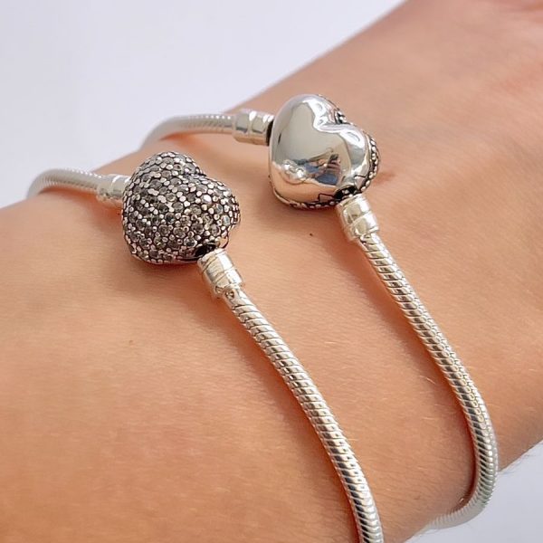 PULSEIRA CORAÇÃO CRAVEJADO / INSPIRAÇÃO PANDORA - PRATA 925