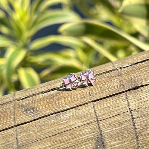 BRINCO INFANTIL LACINHO ROSA - PRATA 925