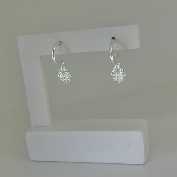 ARGOLINHA COM PINGENTE MÃO DE FÁTIMA - PRATA 925