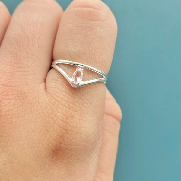 ANEL ZIRCÔNIA QUARTZO ROSA - PRATA 925