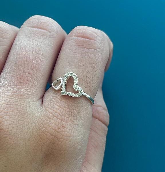 ANEL DOIS CORAÇÕES - PRATA 925