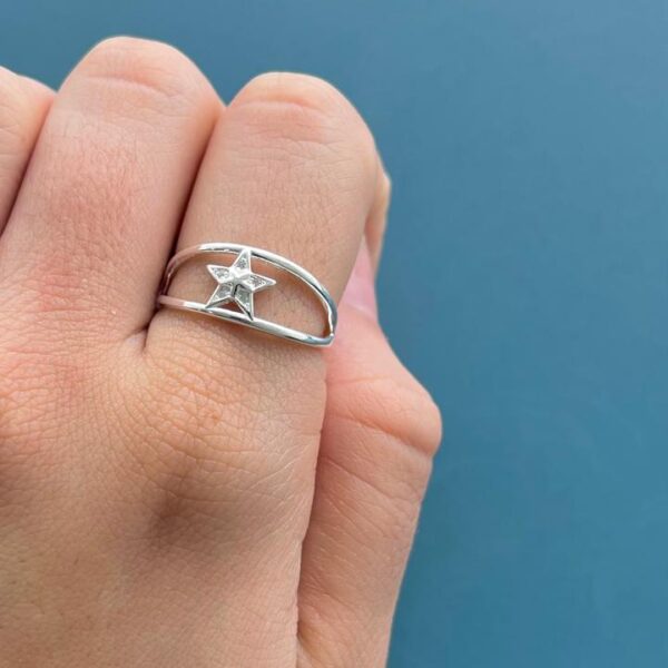 ANEL ESTRELA ARO DUPLO - PRATA 925