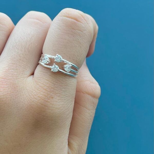 ANEL AROS COM ZIRCÔNIAS - PRATA 925