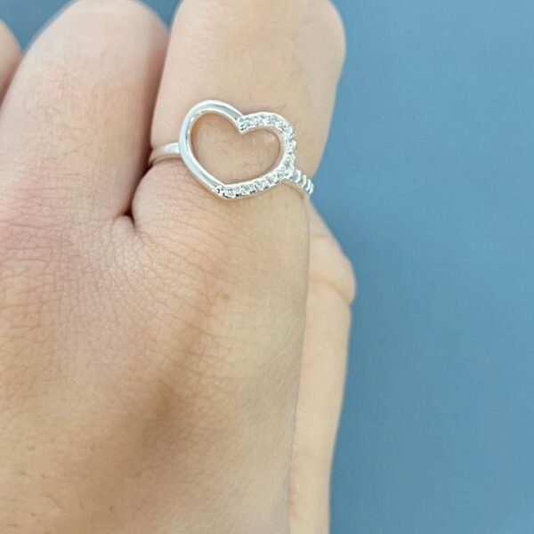 ANEL CORAÇÃO CRAVEJADO - PRATA 925