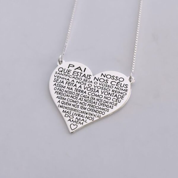 COLAR CORAÇÃO PAI NOSSO - PRATA 925