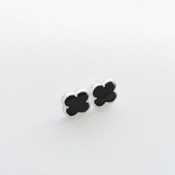 BRINCO TREVO / ÔNIX - PRATA 925