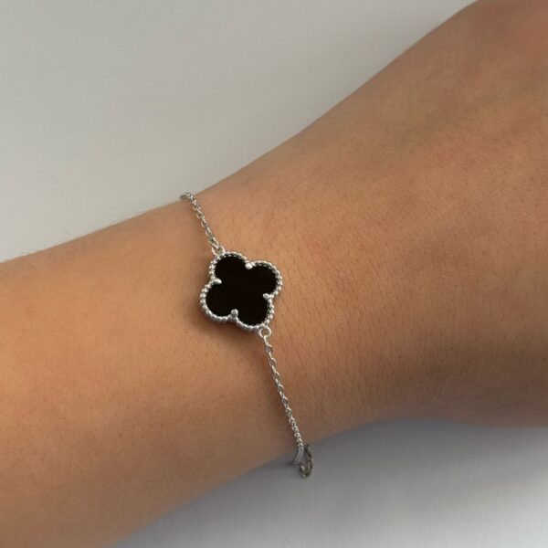 PULSEIRA TREVO / ÔNIX - PRATA 925