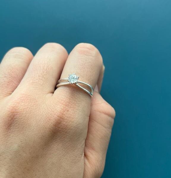 ANEL SOLITÁRIO ARO DUPLO - PRATA 925 - 13