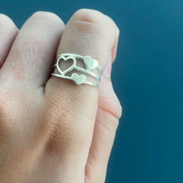 ANEL CORAÇÕES - PRATA 925