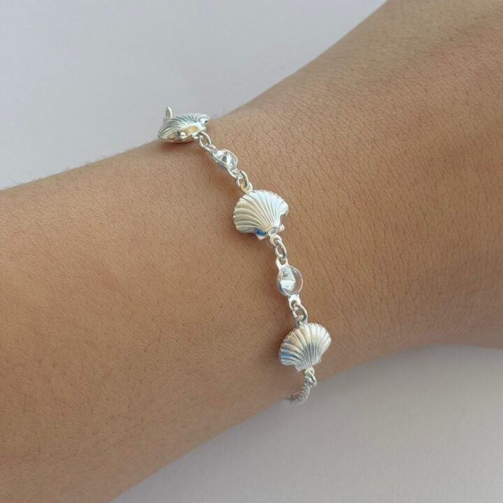 PULSEIRA CONCHAS / ZIRCÔNIAS - PRATA 925