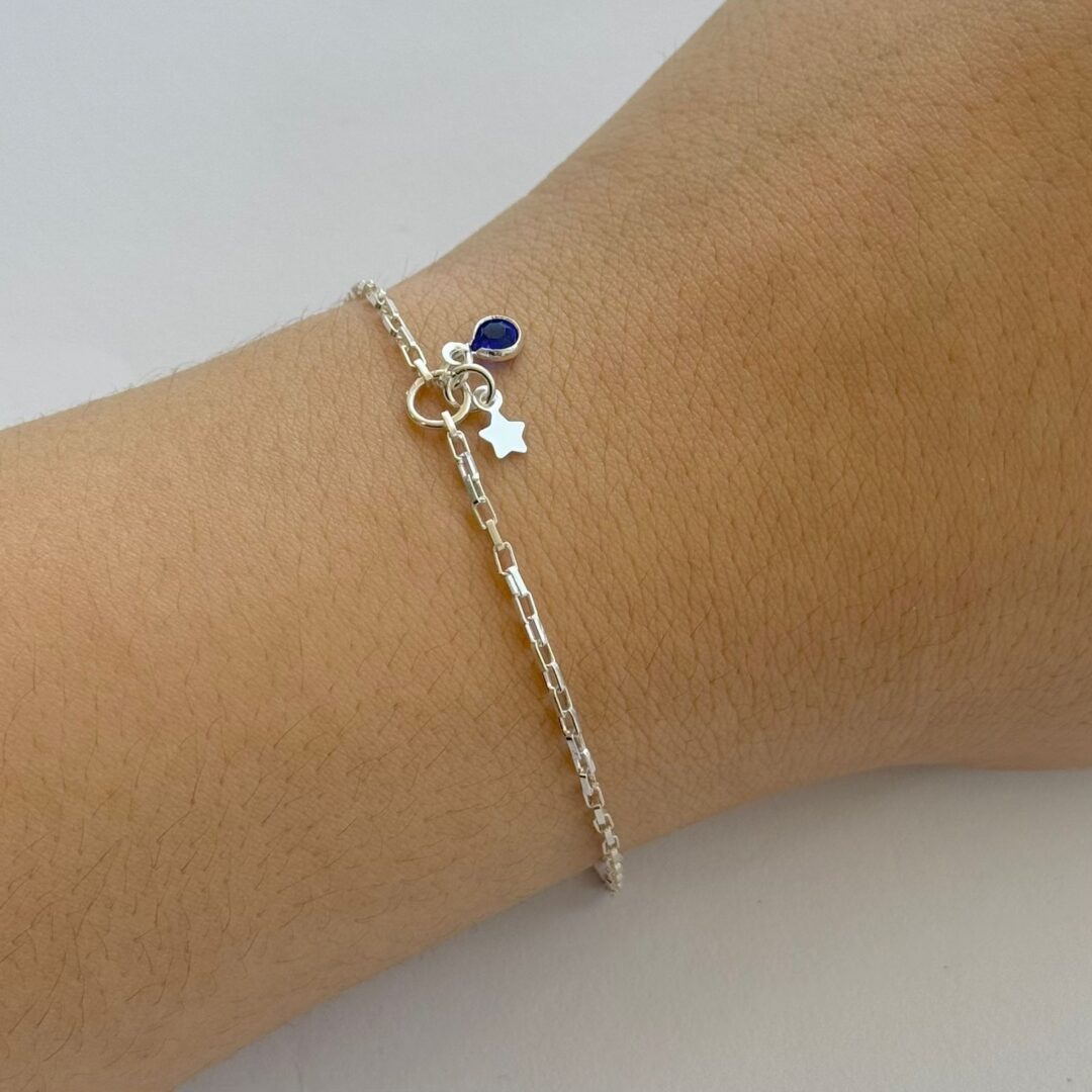PULSEIRA ESTRELA / ZIRCÔNIA SAFIRA - PRATA 925