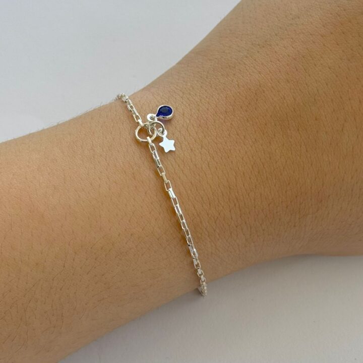 PULSEIRA ESTRELA / ZIRCÔNIA SAFIRA - PRATA 925