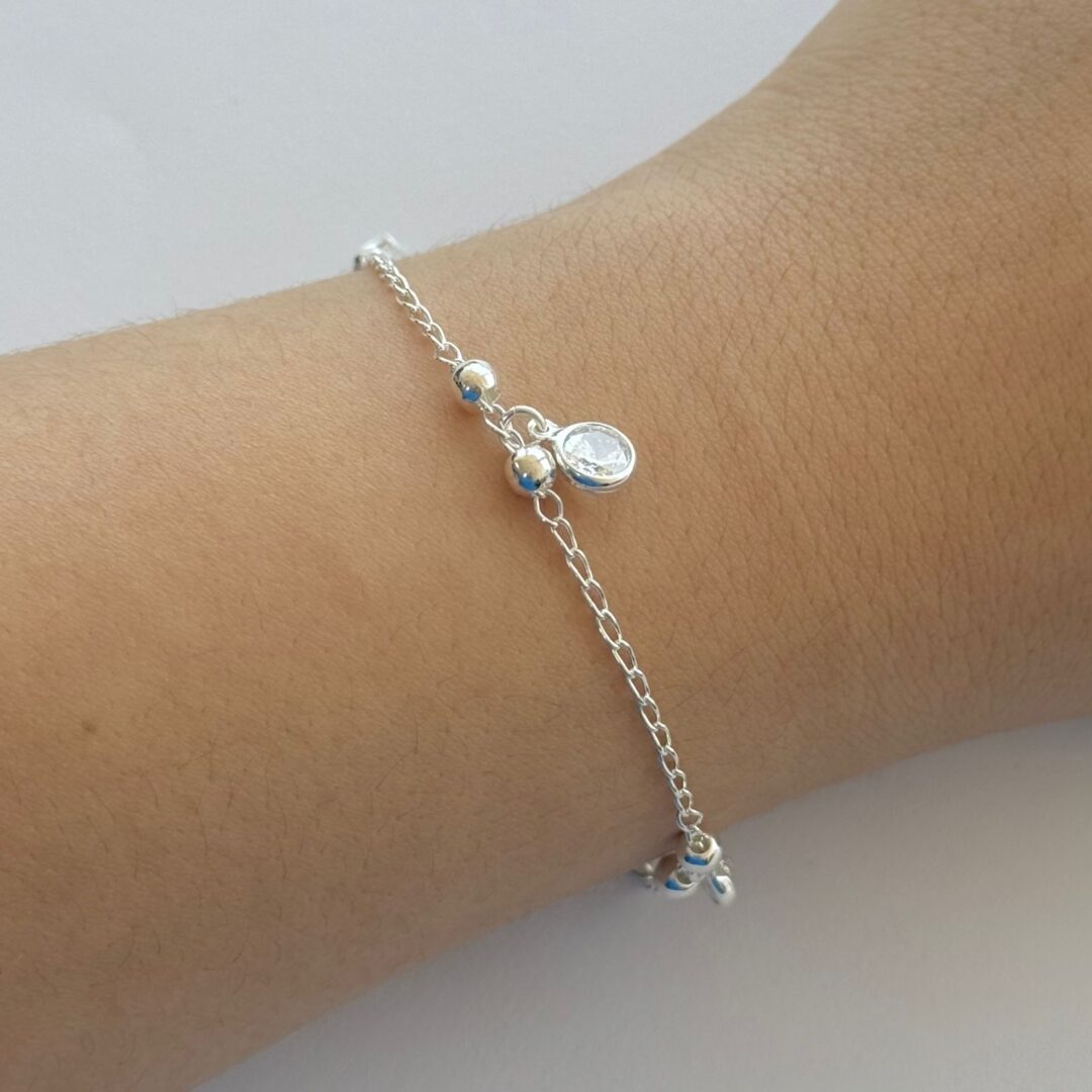 PULSEIRA BOLINHA / ZIRCÔNIA - PRATA 925