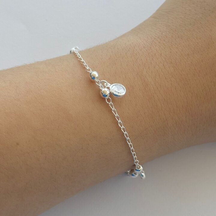 PULSEIRA BOLINHA / ZIRCÔNIA - PRATA 925