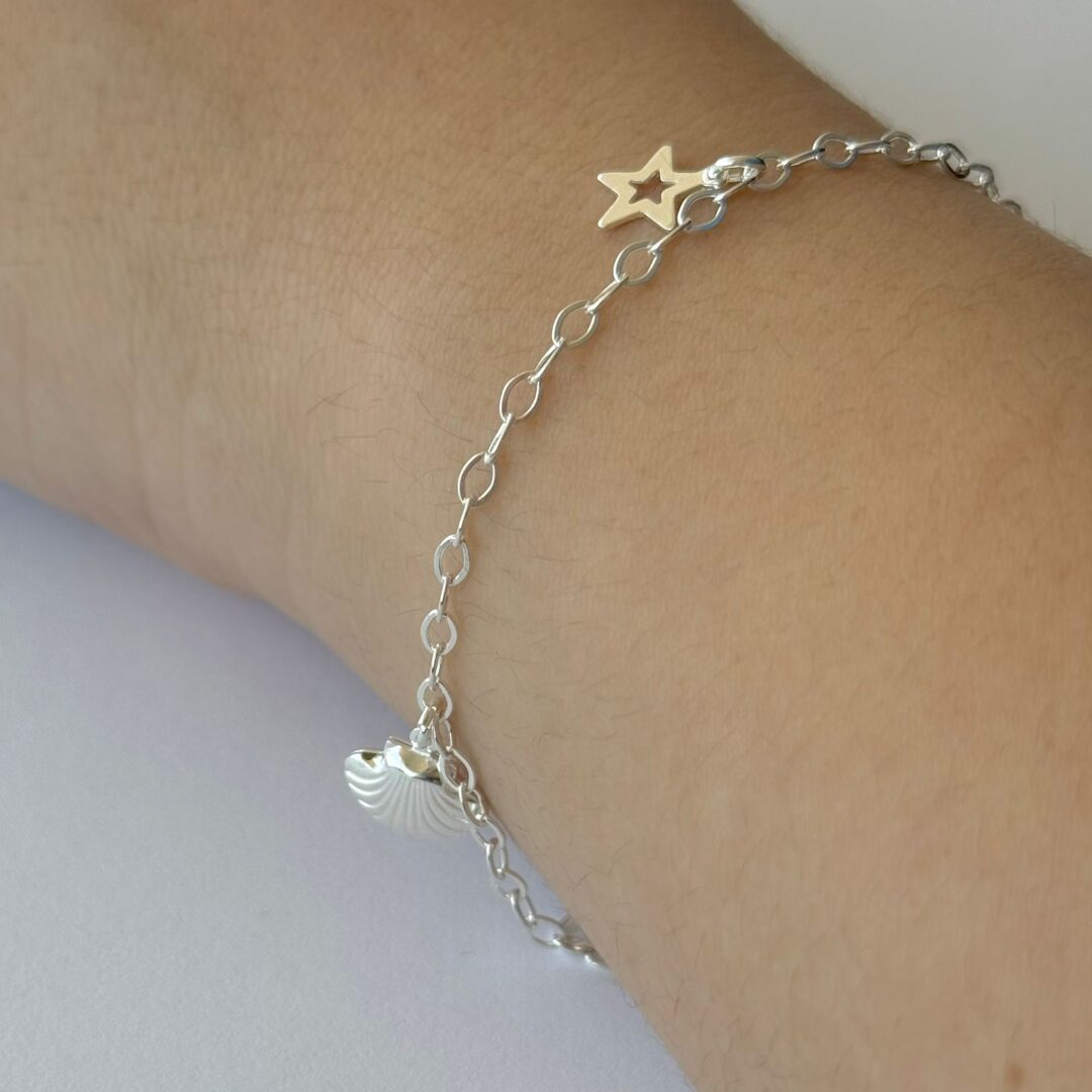 PULSEIRA CONCHA / ESTRELA / TARTARUGA - PRATA 925