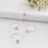 ANEL SOLITÁRIO ZIRCONIA QUADRADA - PRATA 925