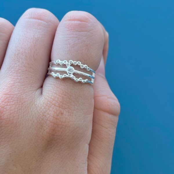 ARO TRIPLO COM ZIRCÔNIA - PRATA 925