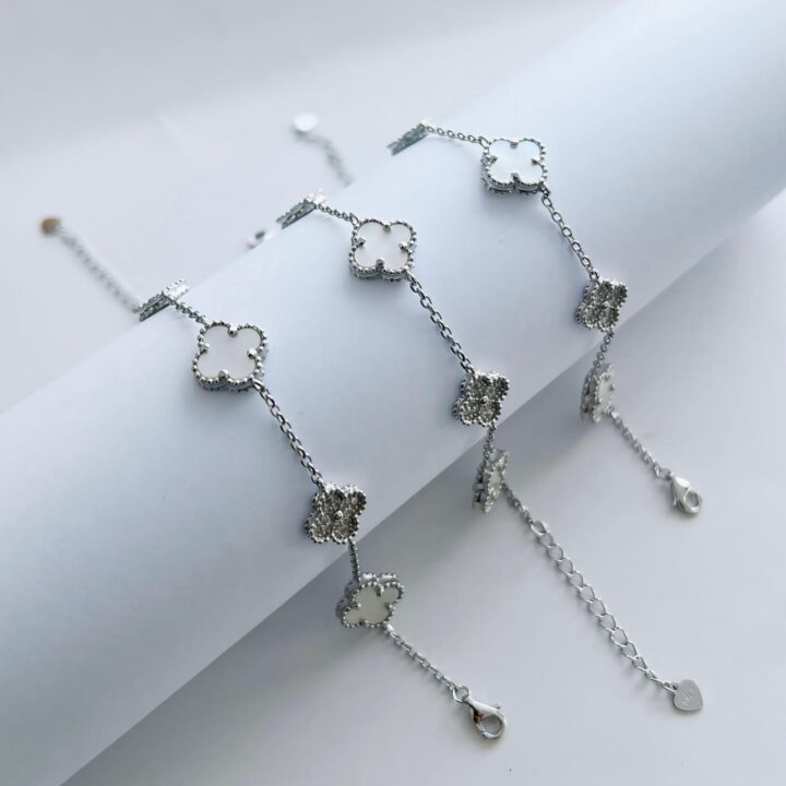 PULSEIRA TREVO / CRAVEJADA - PRATA 925