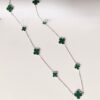 COLAR TREVO / MALAQUITA / 90 CM - PRATA 925