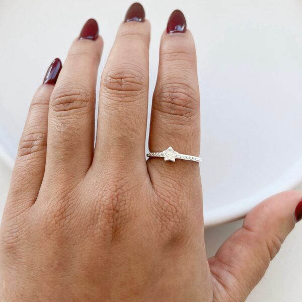 ANEL ESTRELA CRAVEJADA - PRATA 925 - 19