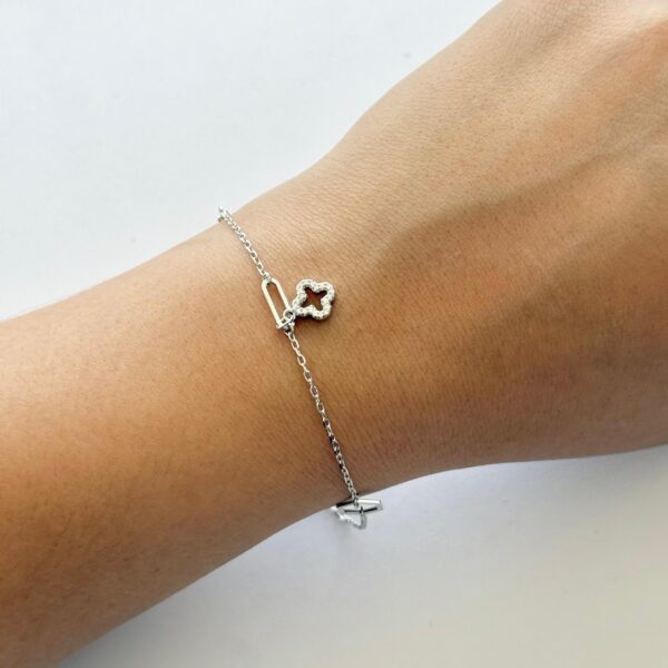 PULSEIRA TREVO / FLOR / CRAVEJADO - PRATA 925