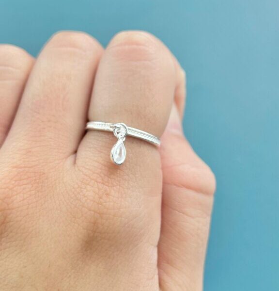 ANEL PINGENTE GOTA - PRATA 925