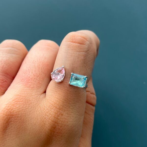 ANEL REGULÁVEL / TOPÁZIO / QUARTZO ROSA - PRATA 925