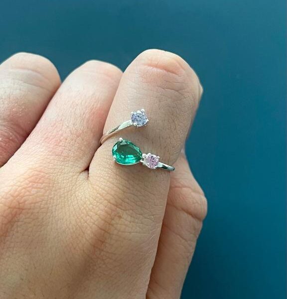 ANEL REGULÁVEL TURMALINA - PRATA 925 - G