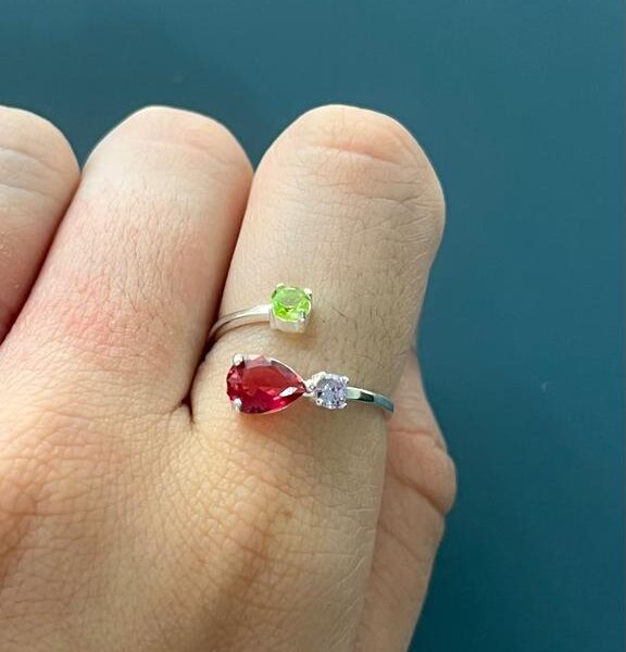 ANEL REGULÁVEL COLORS RUBELITA - PRATA 925