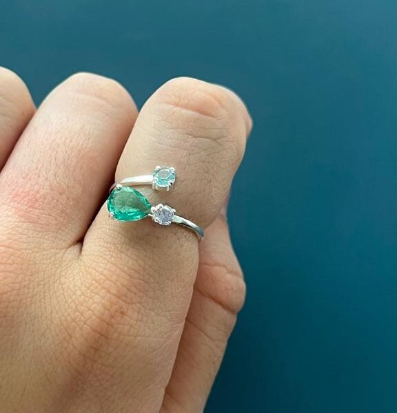 ANEL REGULÁVEL COLORS TURMALINA - PRATA 925