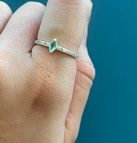 ANEL LOSANGO TURMALINA - PRATA 925