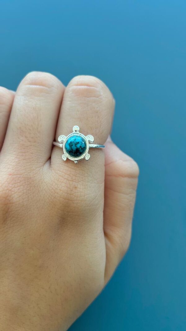 ANEL TARTARUGA TURQUESA AZUL - PRATA 925