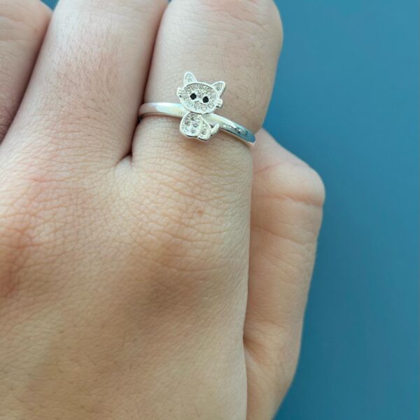 ANEL GATINHO CRAVEJADO - PRATA 925