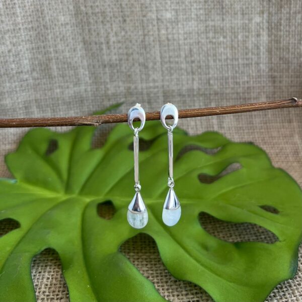 BRINCO PENDURADO / PEDRA NATURAL - PRATA BALI 925 - PEDRA DA LUA