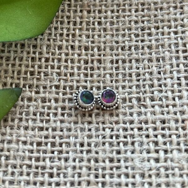 BRINCO REDONDO / PEDRA NATUTAL - PRATA BALI 925 - TOPÁZIO MÍSTICO