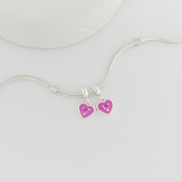 BERLOQUE CORAÇÃO ROSA - PRATA 925