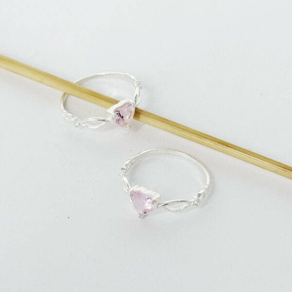ANEL CORAÇÃO / QUARTZO ROSA - PRATA 925 - 21