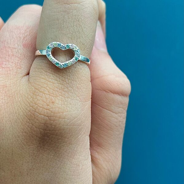 ANEL CORAÇÃO COLORS - PRATA 925