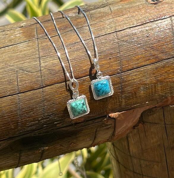 COLAR QUADRADO / TURQUESA - PRATA 925