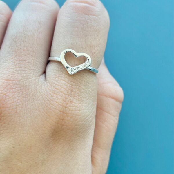 ANEL CORAÇÃO CRAVEJADO - PRATA 925