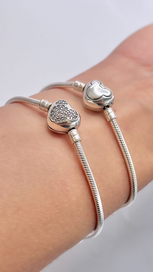 PULSEIRA CORAÇÃO MICKEY / INSPIRAÇÃO PANDORA - PRATA 925