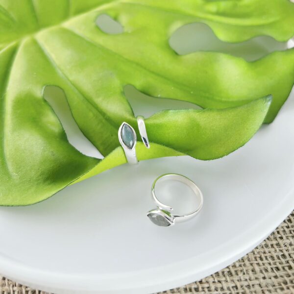 ANEL REGULÁVEL NAVETE / PEDRAS NATURAIS - PRATA BALI 925 - LABRADORITA, 14