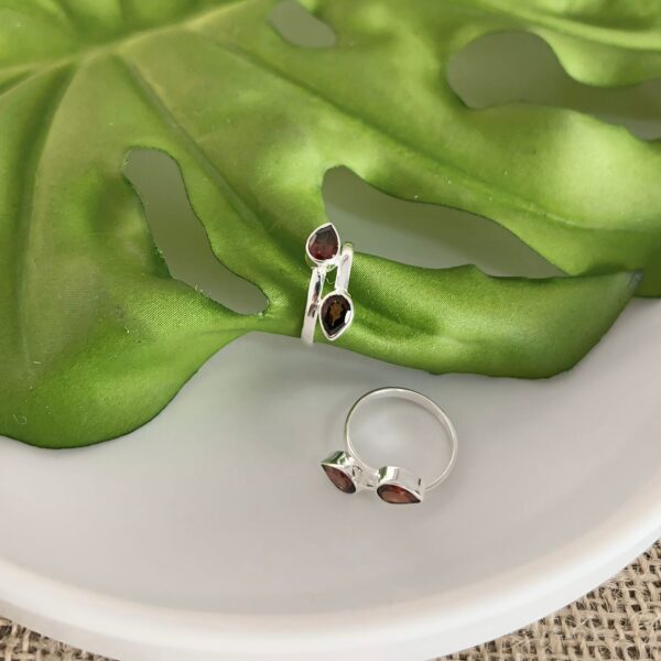 ANEL GOTAS / PEDRAS NATURAIS - PRATA 925 - Rubi, 14