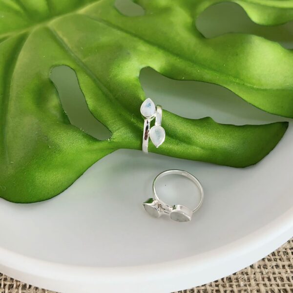 ANEL GOTAS / PEDRAS NATURAIS - PRATA 925 - PEDRA DA LUA, 18