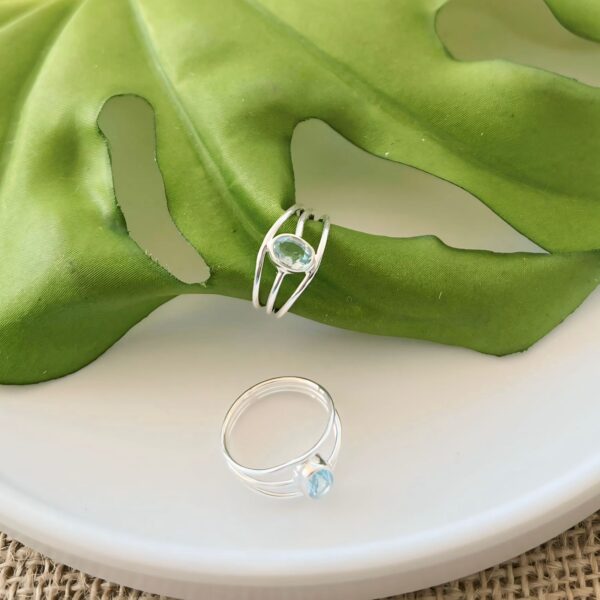 ANEL 3 FIOS OVAL / PEDRAS NATURAIS - PRATA BALI 925 - Topazio, 13