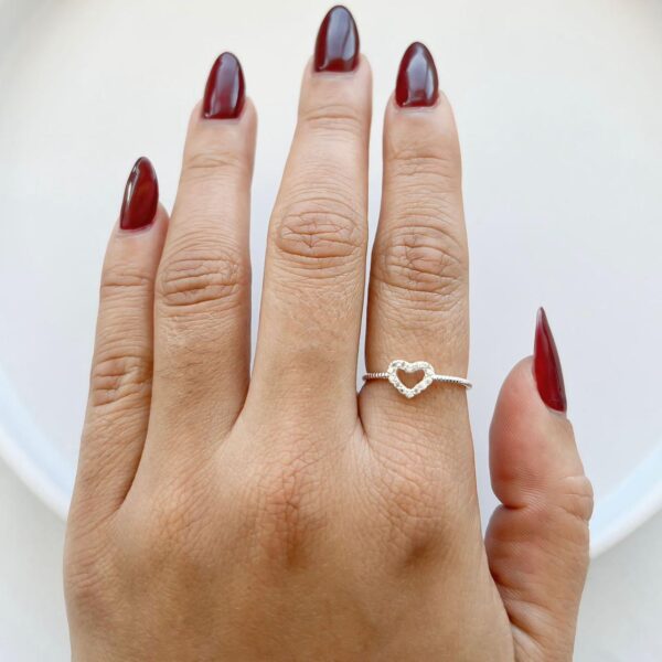 ANEL CORAÇÃO CRAVEJADO - PRATA 925 - 15